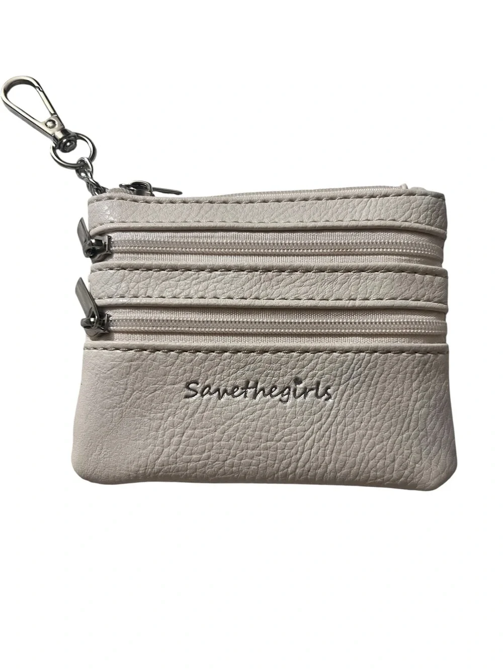 The Girls Light Beige Multi-Zip Key Pouch